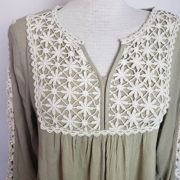 Kori America Women's Latte Lace Front Long Sleeve Women's Dress Size S NWT - Picture 2 of 7